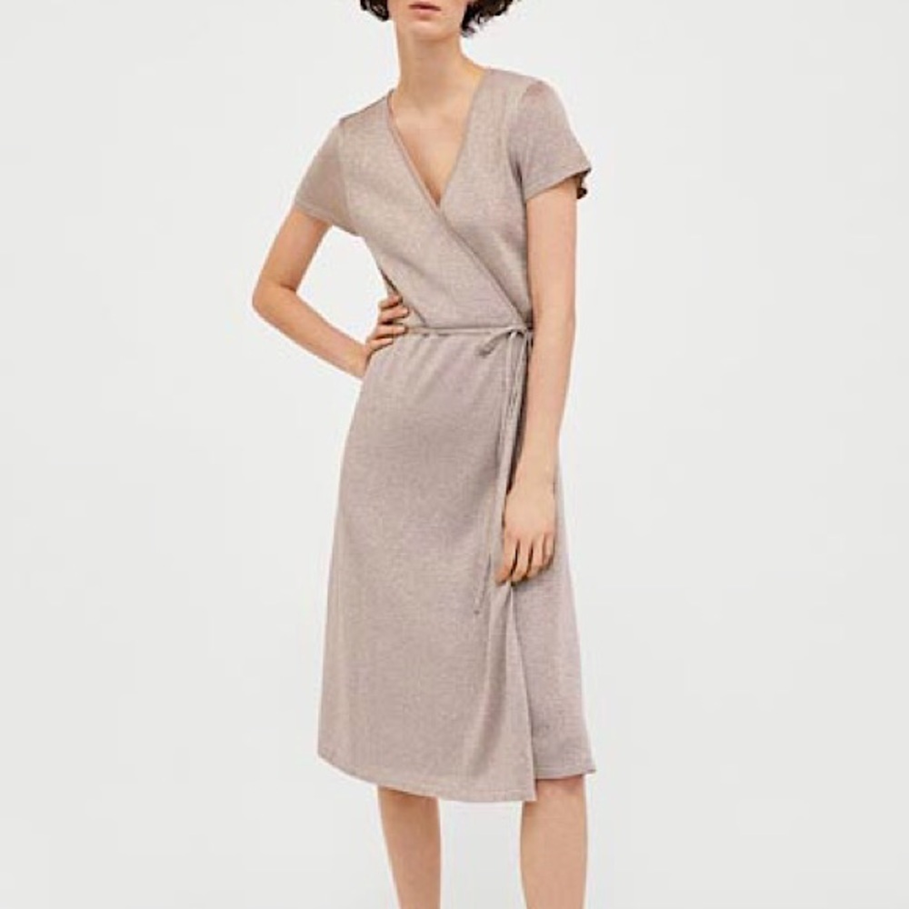 Elegant Beige Wrap Dress